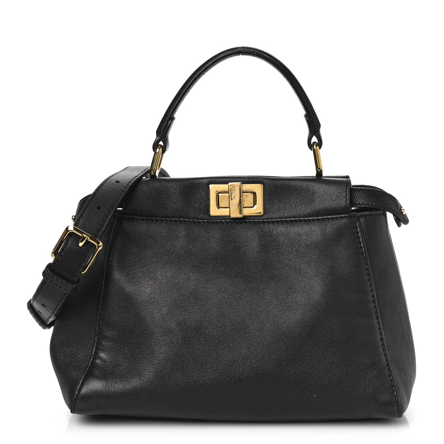 Fendi Nappa Mini Peekaboo Iconic Satchel Black 1 of 11