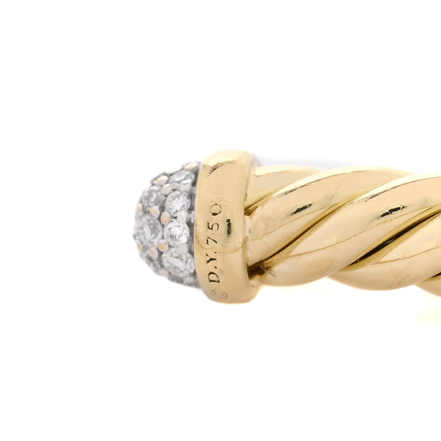 David Yurman 18K Yellow Gold Diamond 4mm Cablespira Bracelet 3 of 3