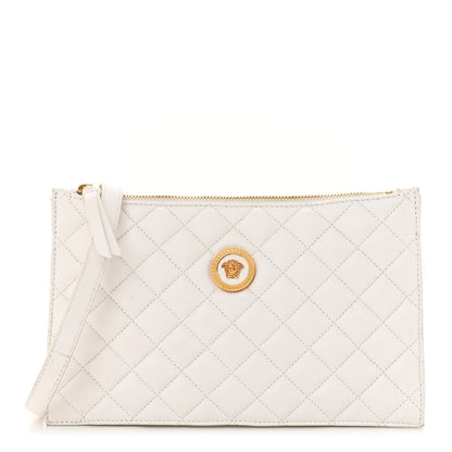 Versace Calfskin Quilted Small Tribute Icon Pouch White 1 of 10