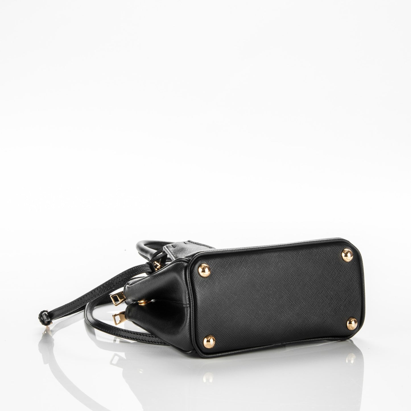 Saffiano Lux Mini Galleria Double Zip Tote Black
