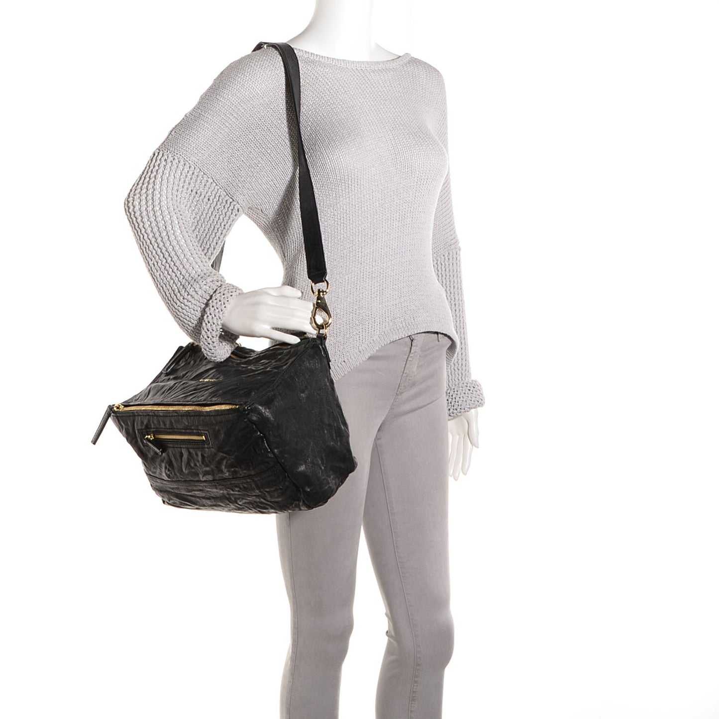 Tumbled Sheepskin Medium Pandora Bag Black