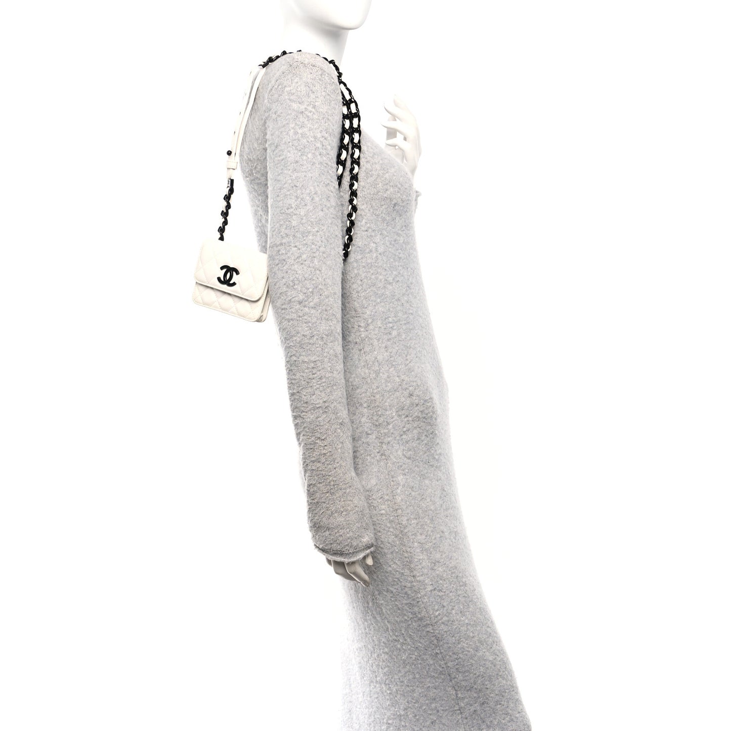 Caviar Quilted My Everything Belt Flap Card Holder White