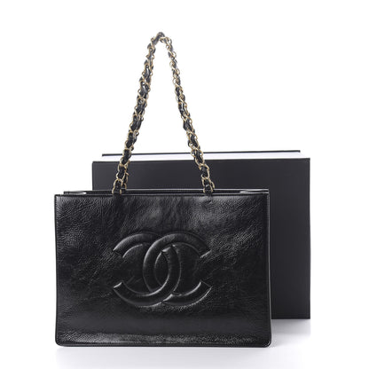 Chanel Shiny Aged Calfskin Shopping Bag Black 11 of 11