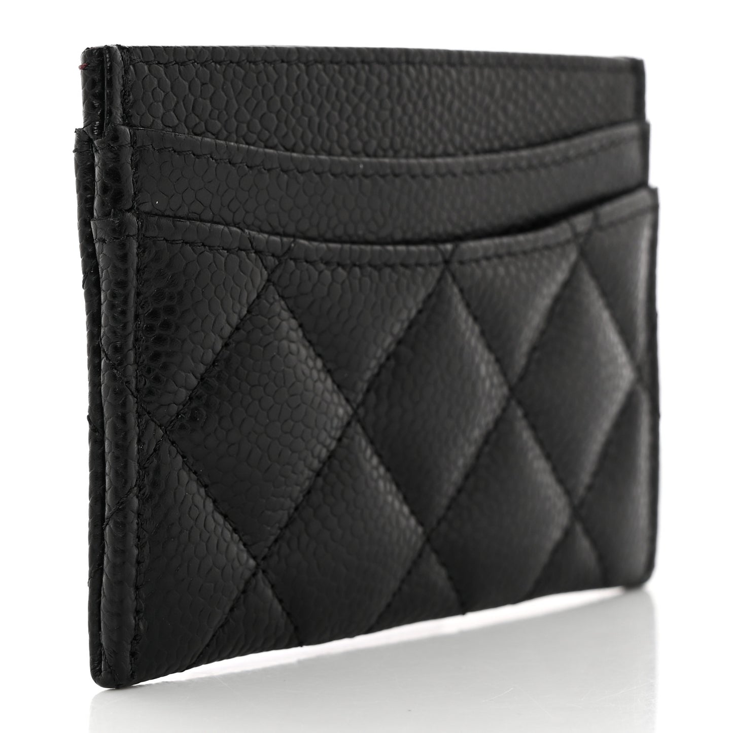 Caviar Quilted Card Holder Black