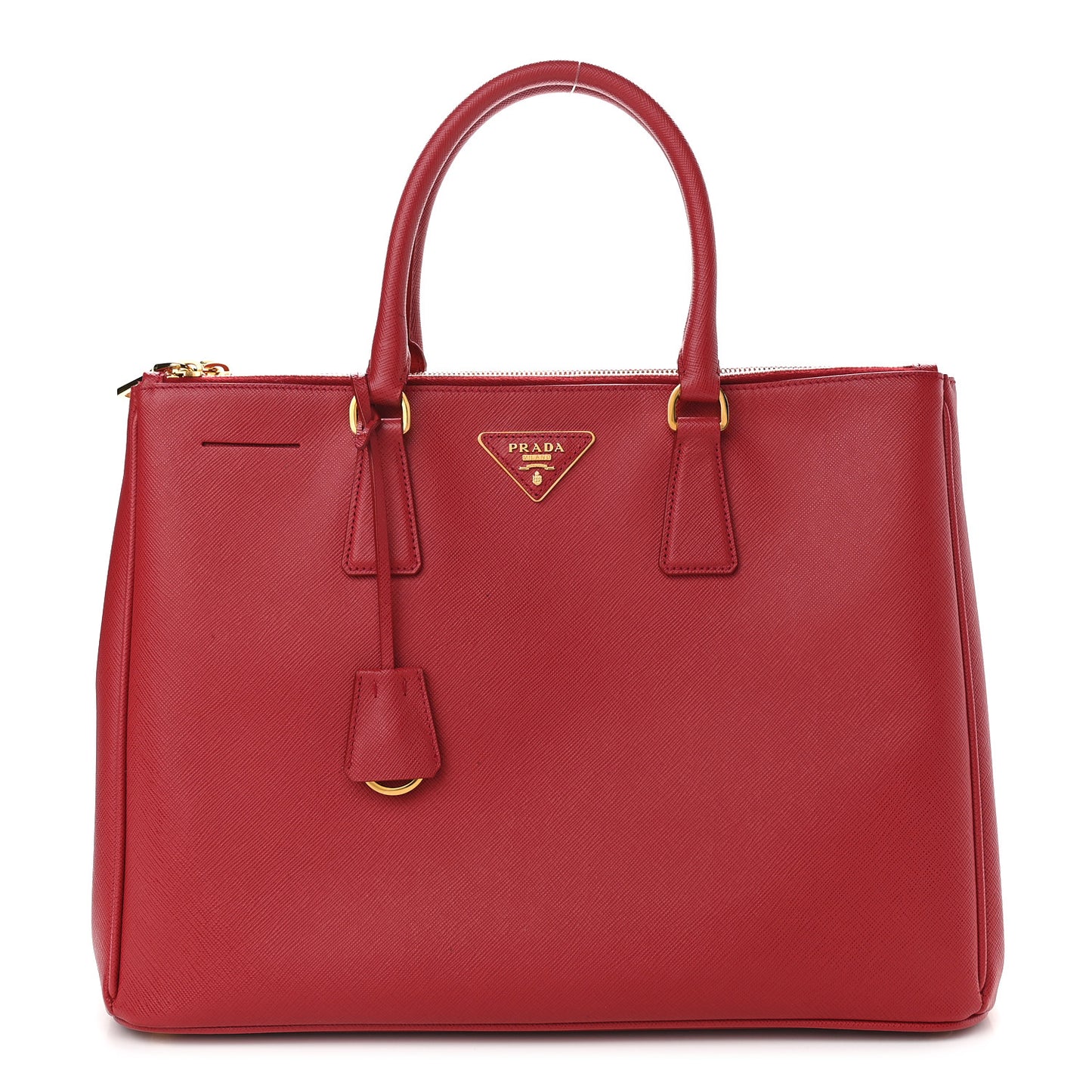 Saffiano Lux Large Galleria Double Zip Tote Fuoco