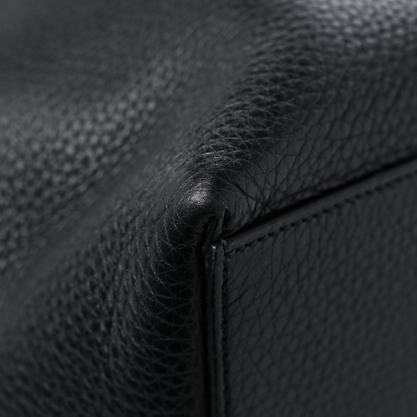 Grained Calfskin Rockstud Shoulder Tote Black