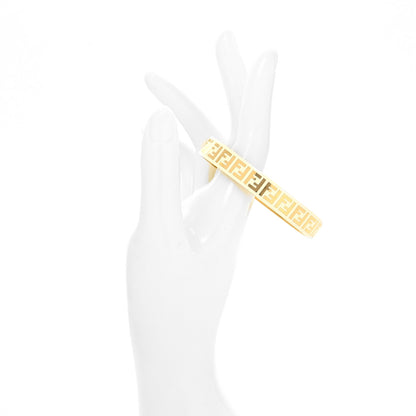 Fendi Brass Enamel FF Bracelet M White Gold 2 of 5