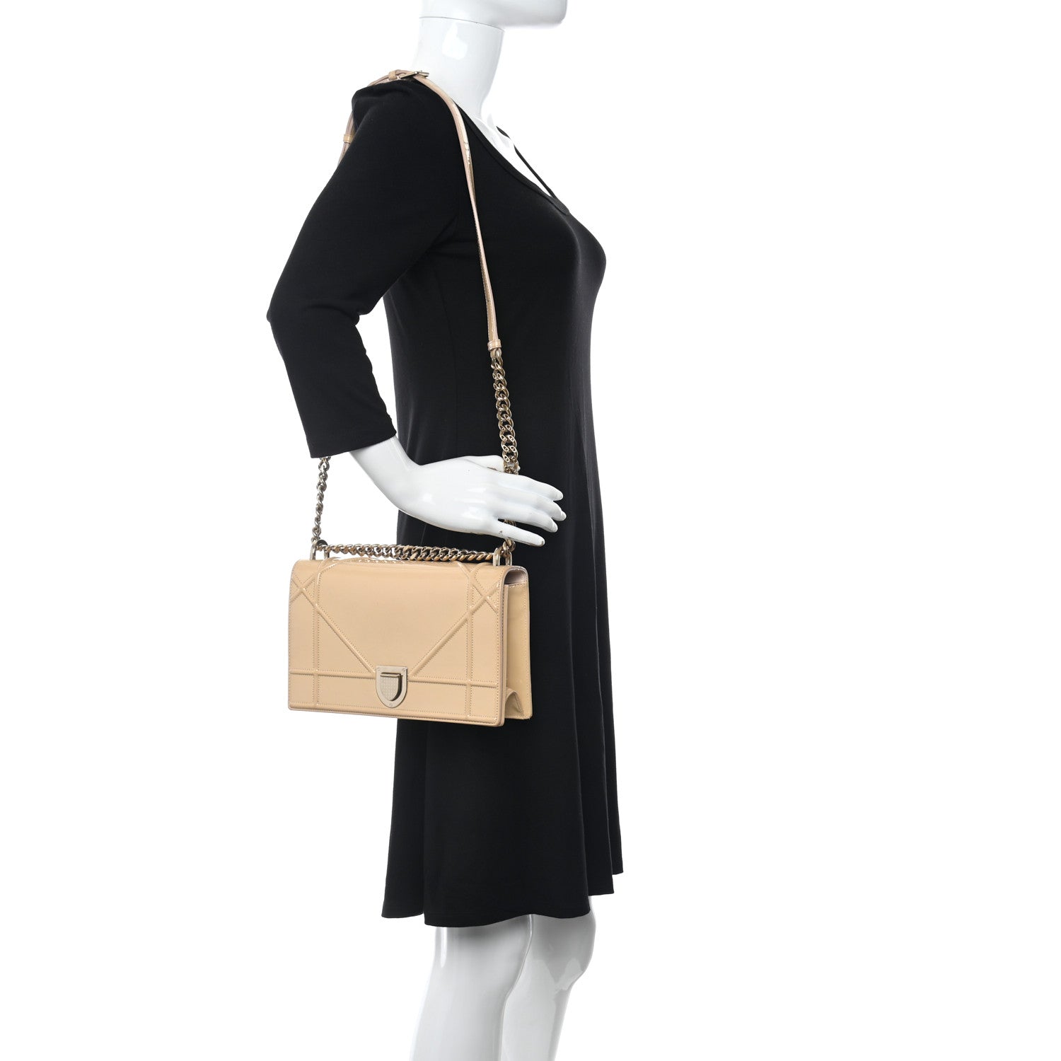 Christian Dior Patent Calfskin Medium Diorama Flap Bag Beige 2 of 11