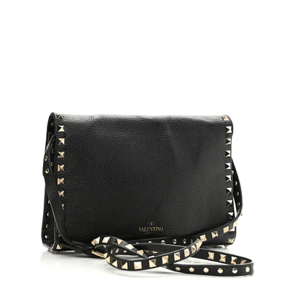 Valentino Garavani Pebbled Calfskin Medium Rockstud Flip Lock Crossbody Bag Black 2 of 12