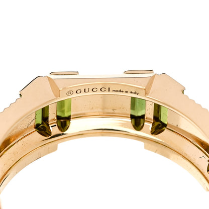Gucci 18K Yellow Gold Green Tourmaline 7mm Link to Love Ring 47 4.25 4 of 5