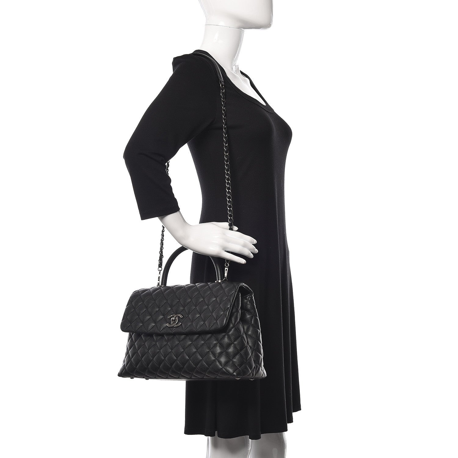 Chanel Caviar Quilted Medium Coco Handle Flap Black 2 of 10
