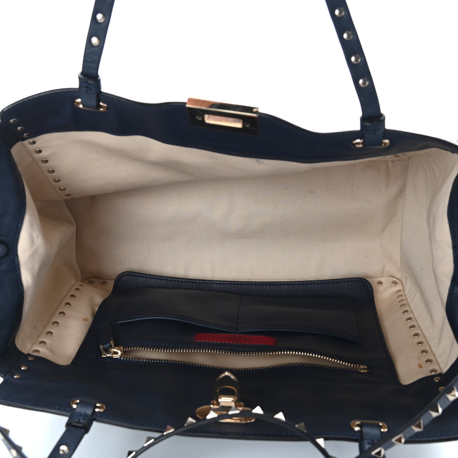 Valentino Garavani Vitello Medium Rockstud Tote Marine 4 of 11
