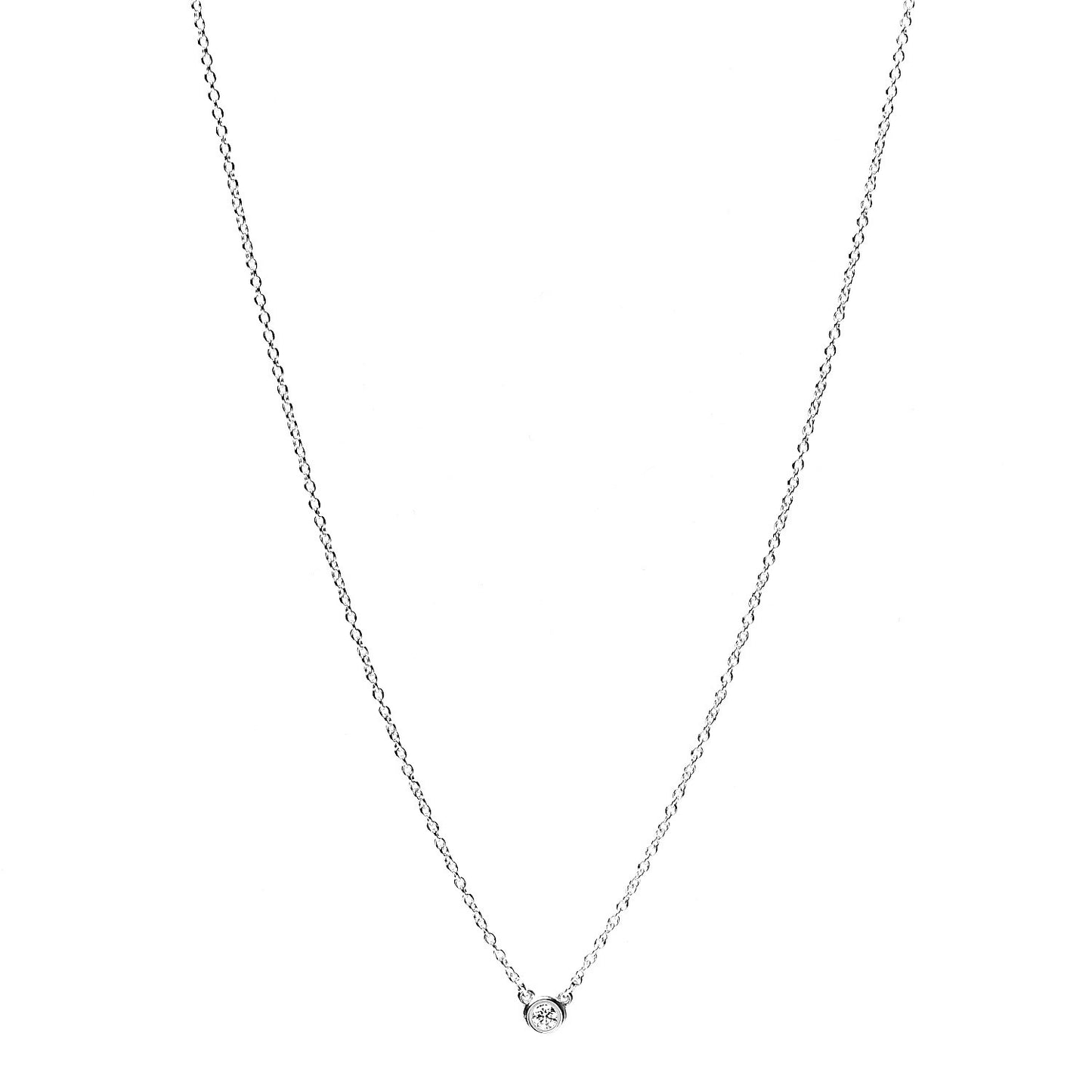 Sterling Silver Diamond .05ct Elsa Peretti Diamonds by the Yard Pendant Necklace