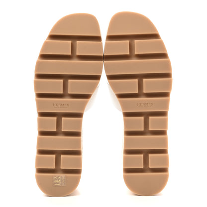 Hermes Calfskin Cork Eze 30 Sandals 39 White 5 of 9