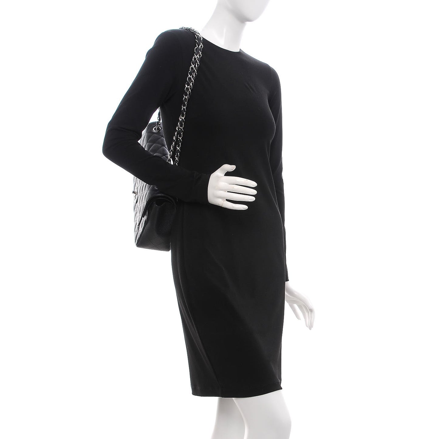 Caviar Quilted Jumbo Double Flap Black