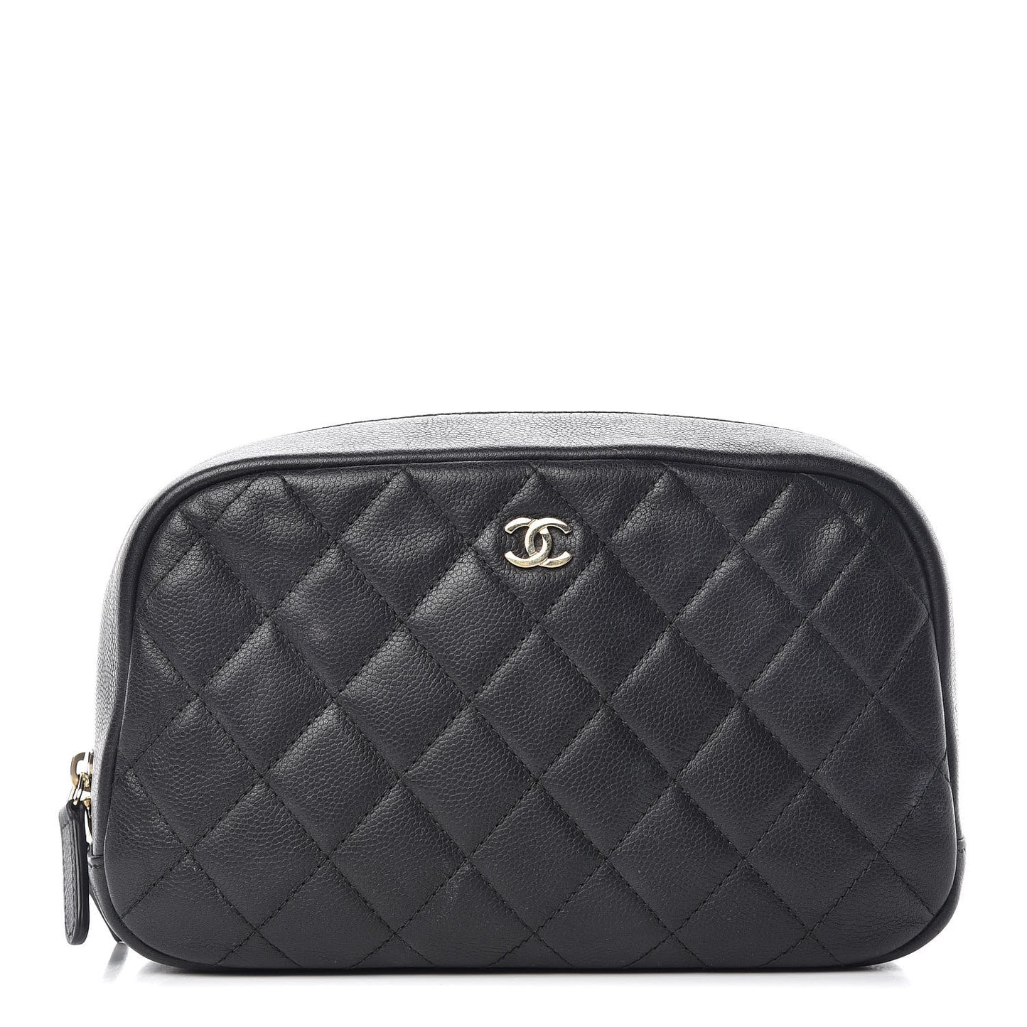 Caviar Quilted Curvy Pouch Cosmetic Case Black
