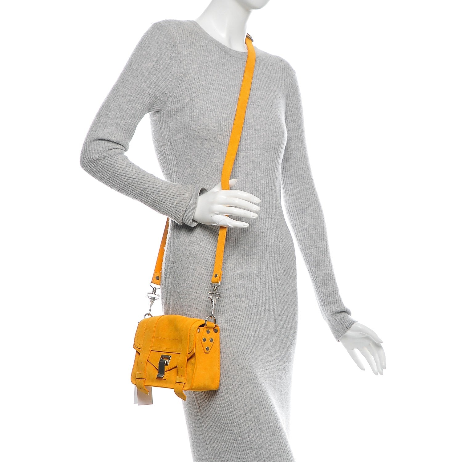 Proenza Schouler Suede PS1 Mini Pouch Messenger Bag Sunflower 2 of 6