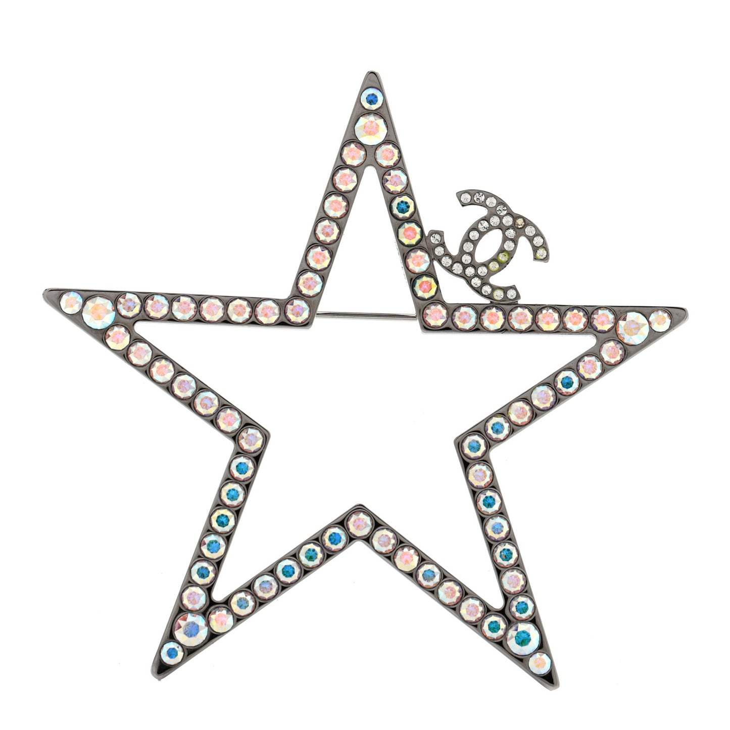 Ruthenium Crystal Star CC Brooch