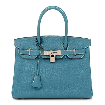 Hermes Taurillon Clemence Birkin 30 Blue Jean 1 of 14