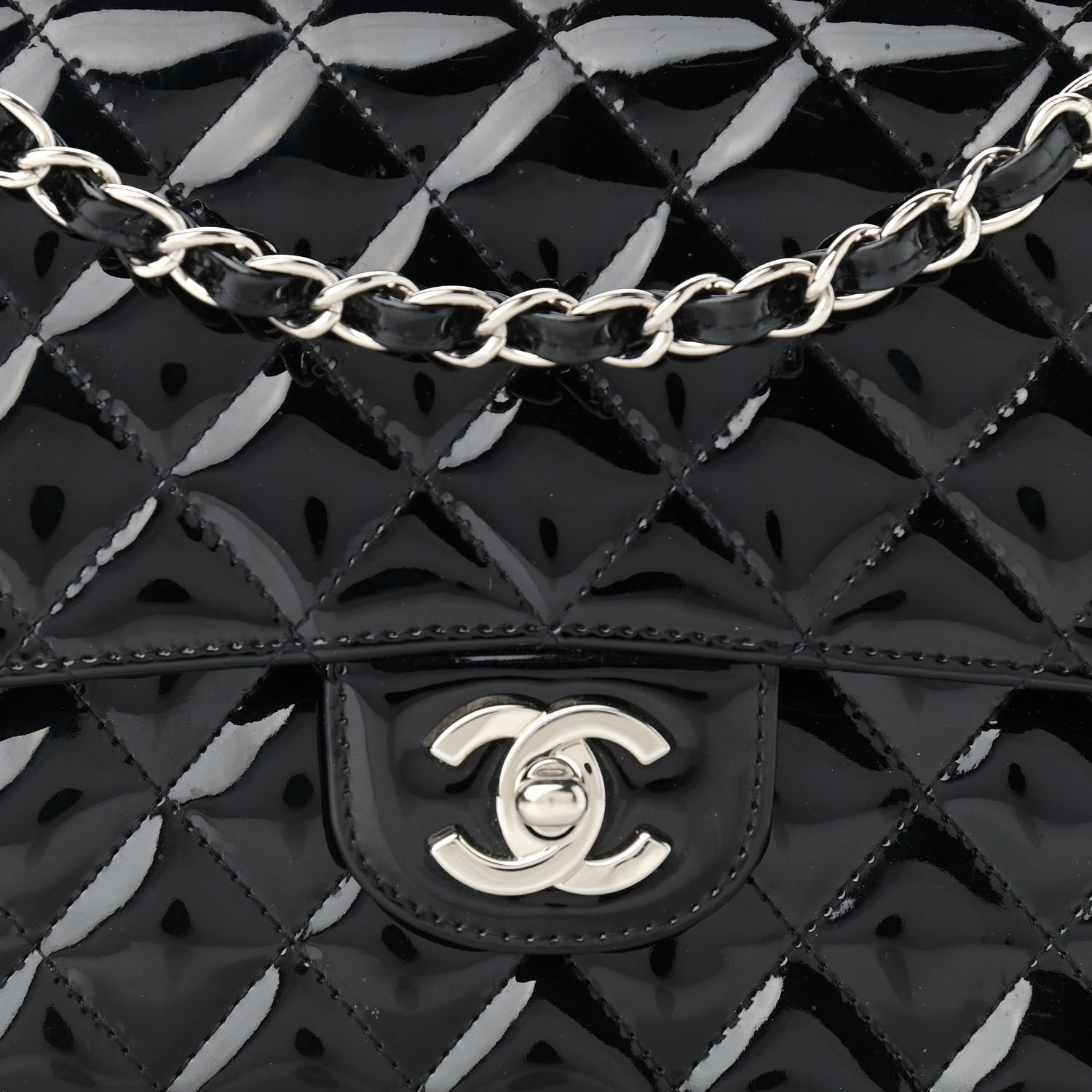 Chanel Patent Quilted Medium Double Flap Black 8 of 16