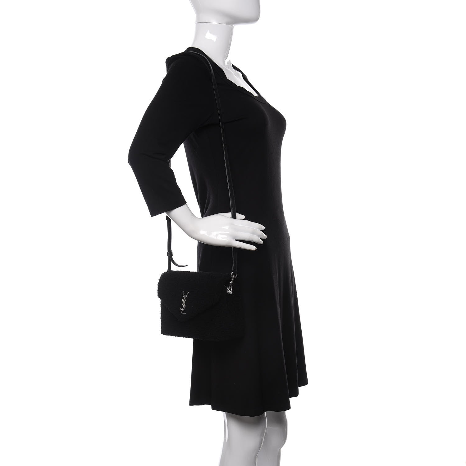 Saint Laurent Shearling Toy Loulou Shoulder Bag Black 2 of 11
