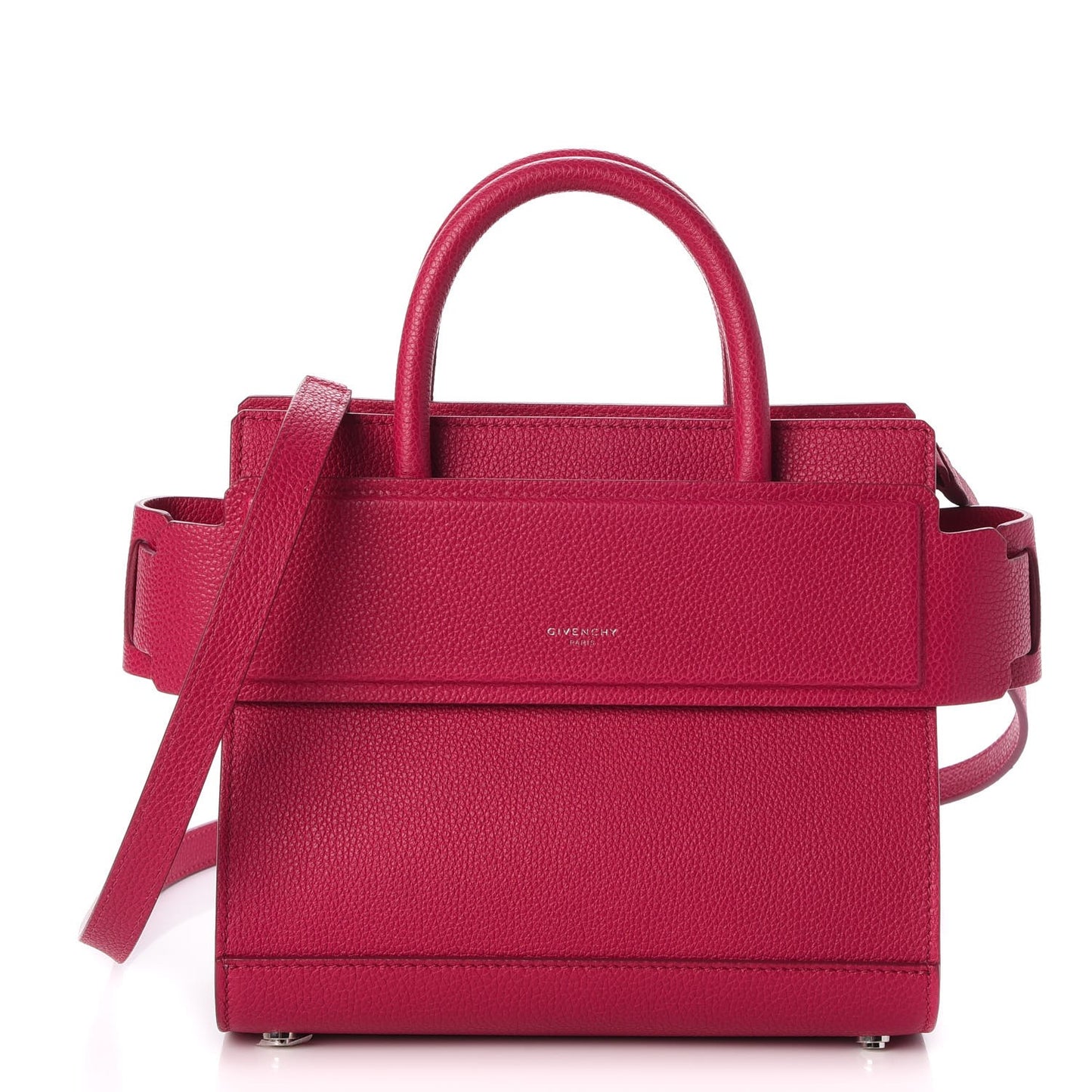 Grained Calfskin Mini Horizon Satchel Fushia