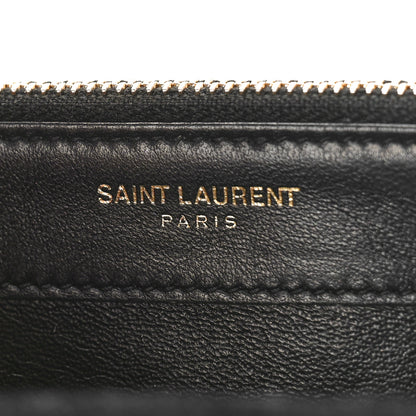 Saint Laurent Metallic Calfskin Matelasse Chevron Monogram Envelope Chain Wallet Fuchsia 6 of 10
