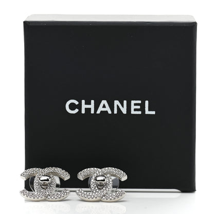 Chanel Crystal CC Turnlock Earrings Silver 5 of 5