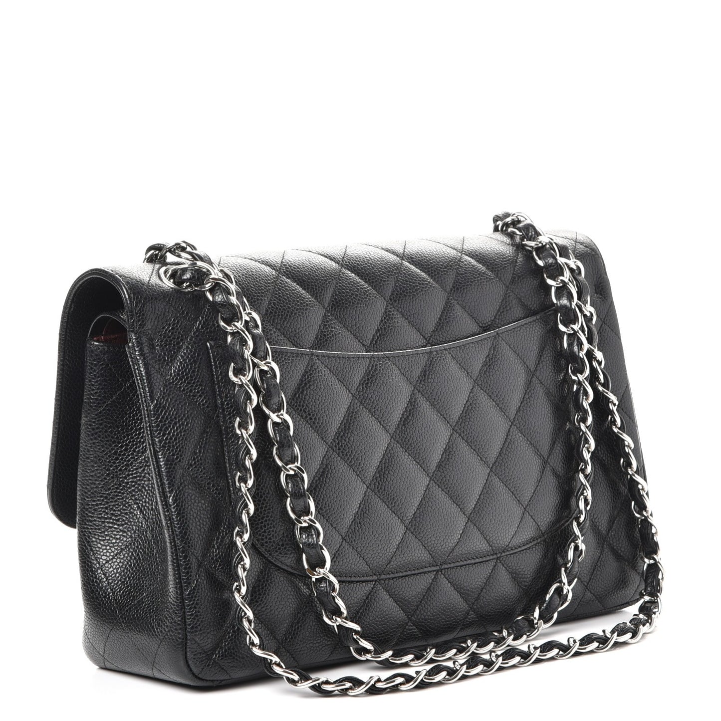 Caviar Quilted Jumbo Double Flap Black