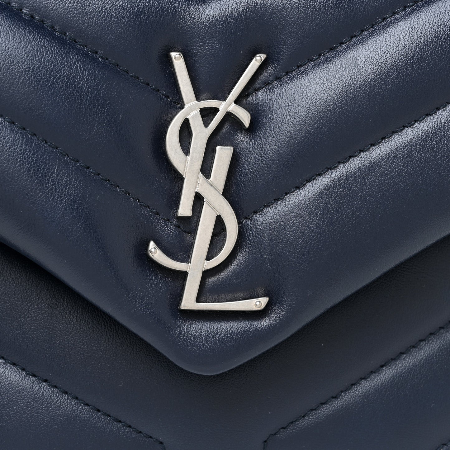 Calfskin Y Quilted Monogram Small Loulou Chain Satchel Deep Marine