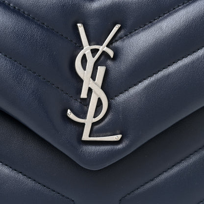 Saint Laurent Calfskin Y Quilted Monogram Small Loulou Chain Satchel Deep Marine 9 of 16