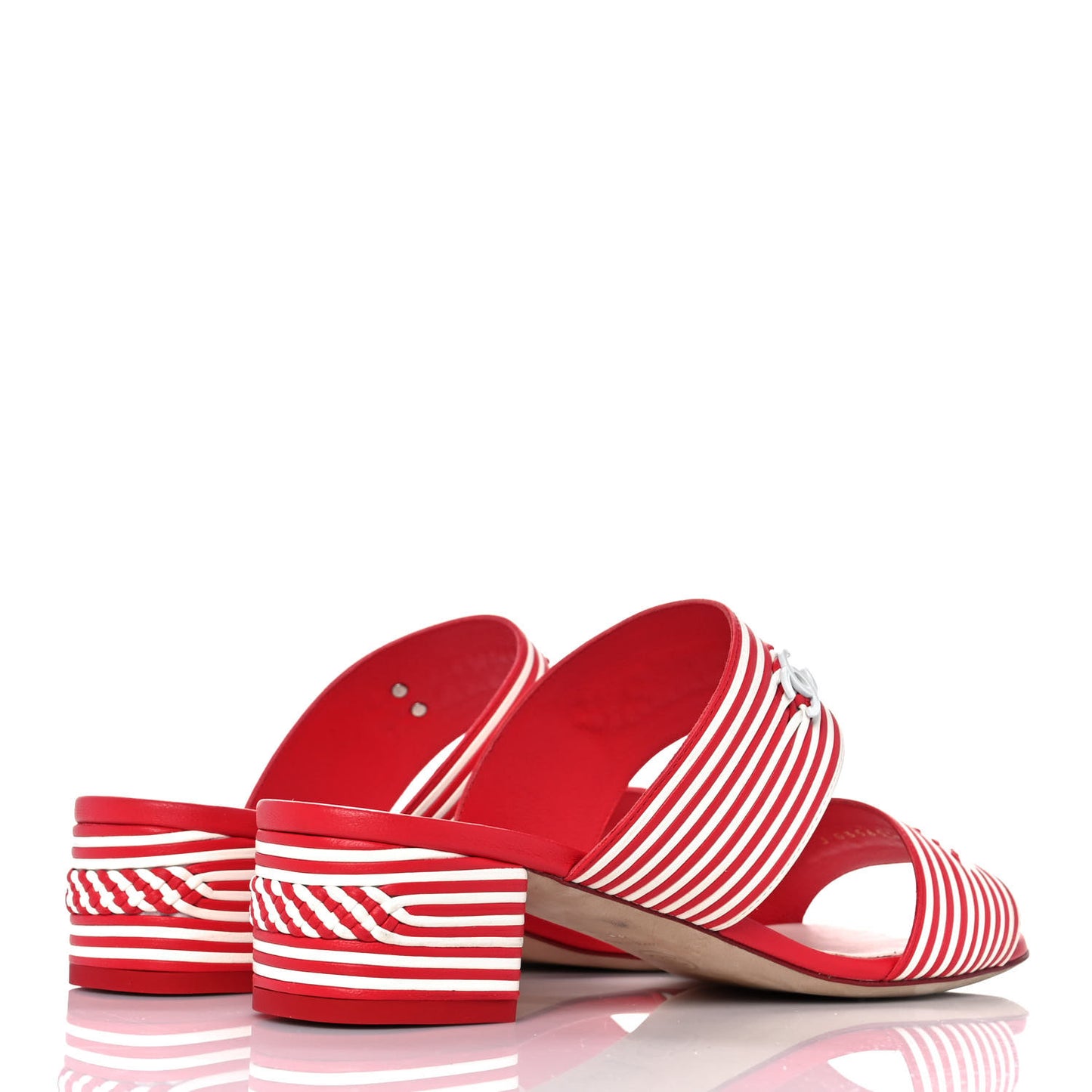 Lambskin Braided CC Sandals 38.5 White Red