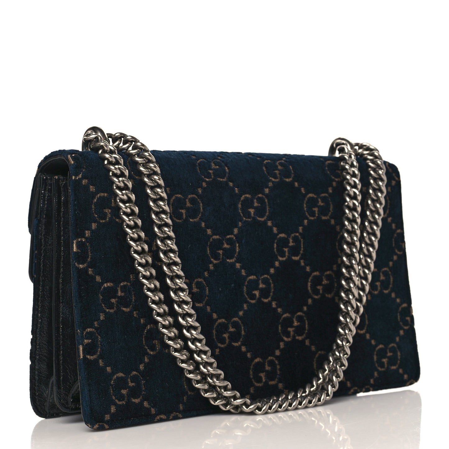 Velvet Skipper GG Monogram Small Dionysus Shoulder Bag Blue Beige Black