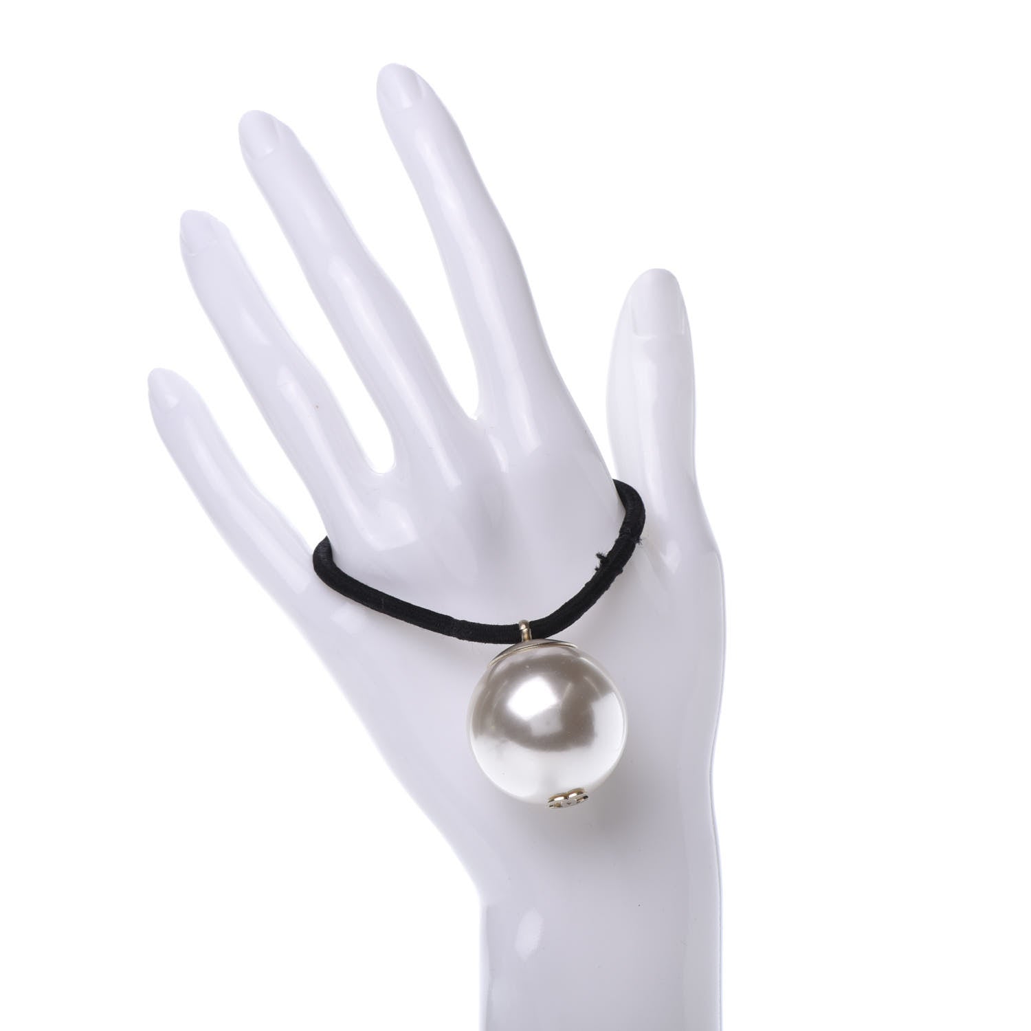 Chanel Pearl CC Hair Tie Black White 2 of 4