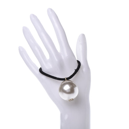 Chanel Pearl CC Hair Tie Black White 2 of 4