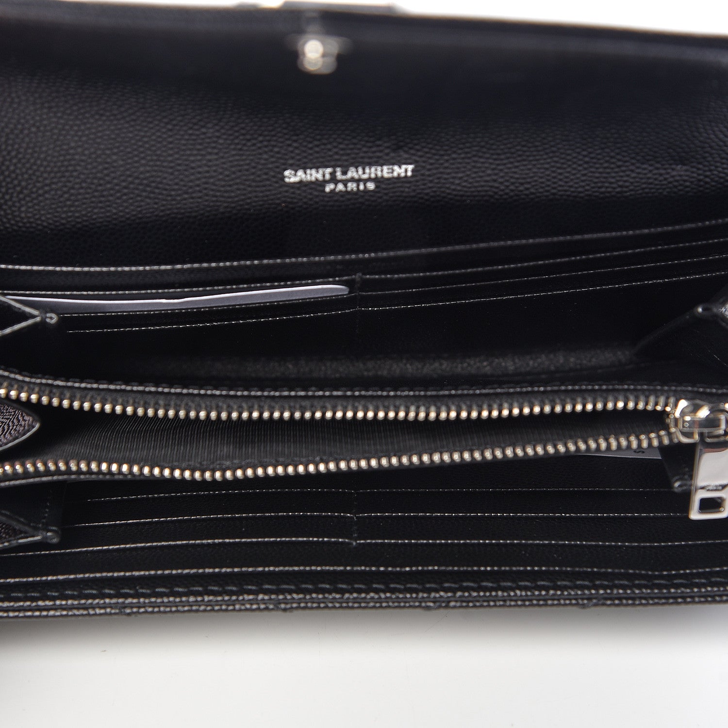 Saint Laurent Grain De Poudre Matelasse Chevron Monogram Flap Wallet Black 5 of 7
