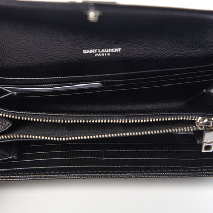 Saint Laurent Grain De Poudre Matelasse Chevron Monogram Flap Wallet Black 5 of 7