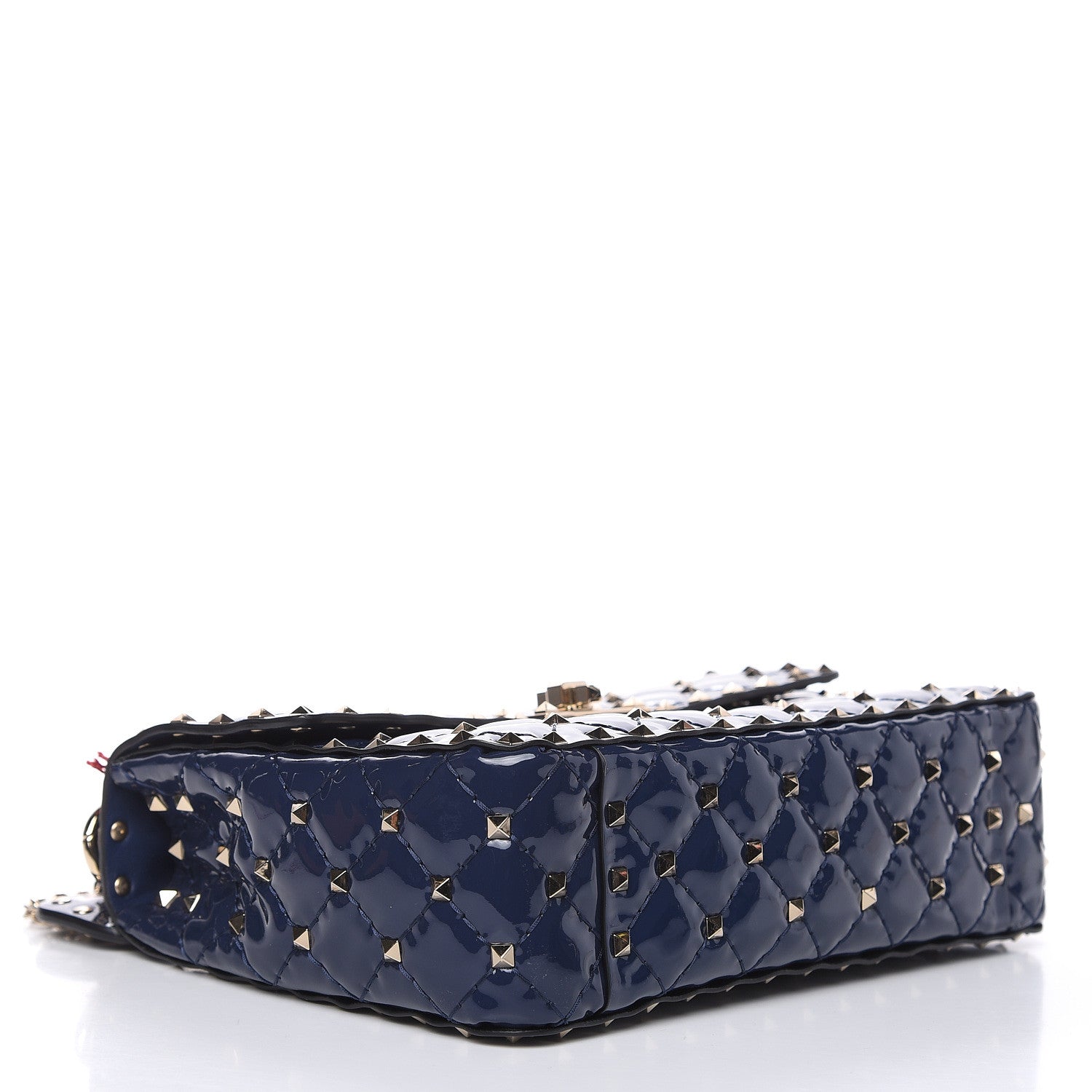 Valentino Garavani Patent Medium Rockstud Spike Shoulder Bag Pure Blue 4 of 10