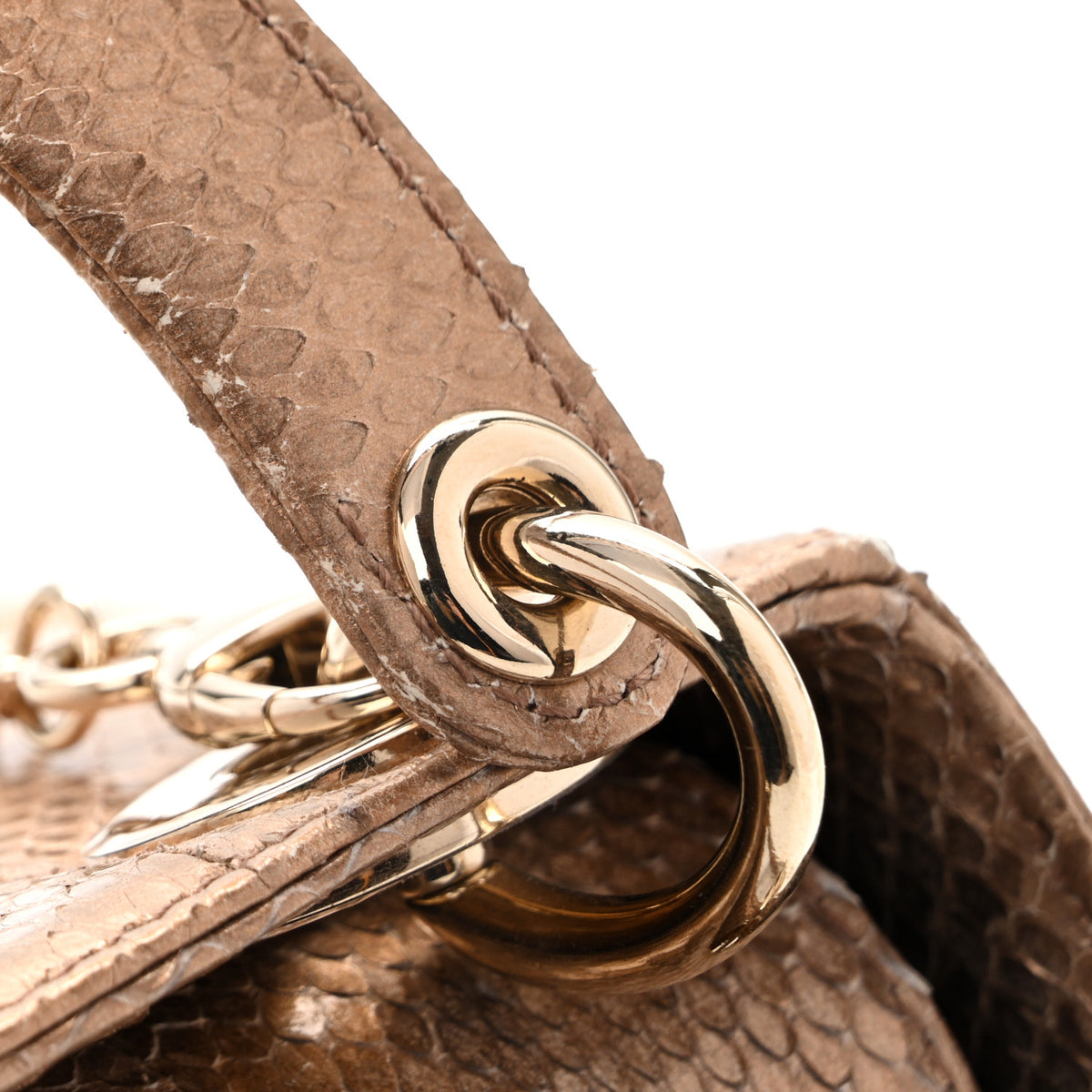 Christian Dior Metallic Snakeskin Mini Lady Dior Light Gold Multicolor 13 of 15