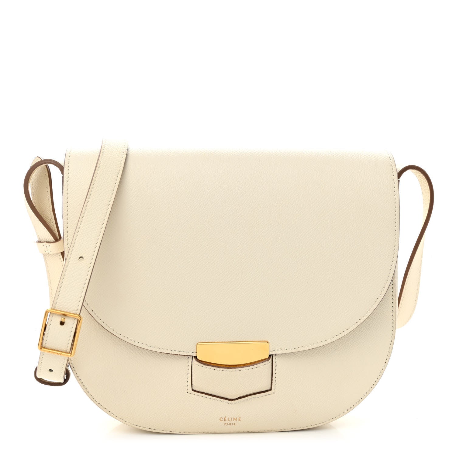 Celine Grained Calfskin Medium Trotteur White 1 of 10