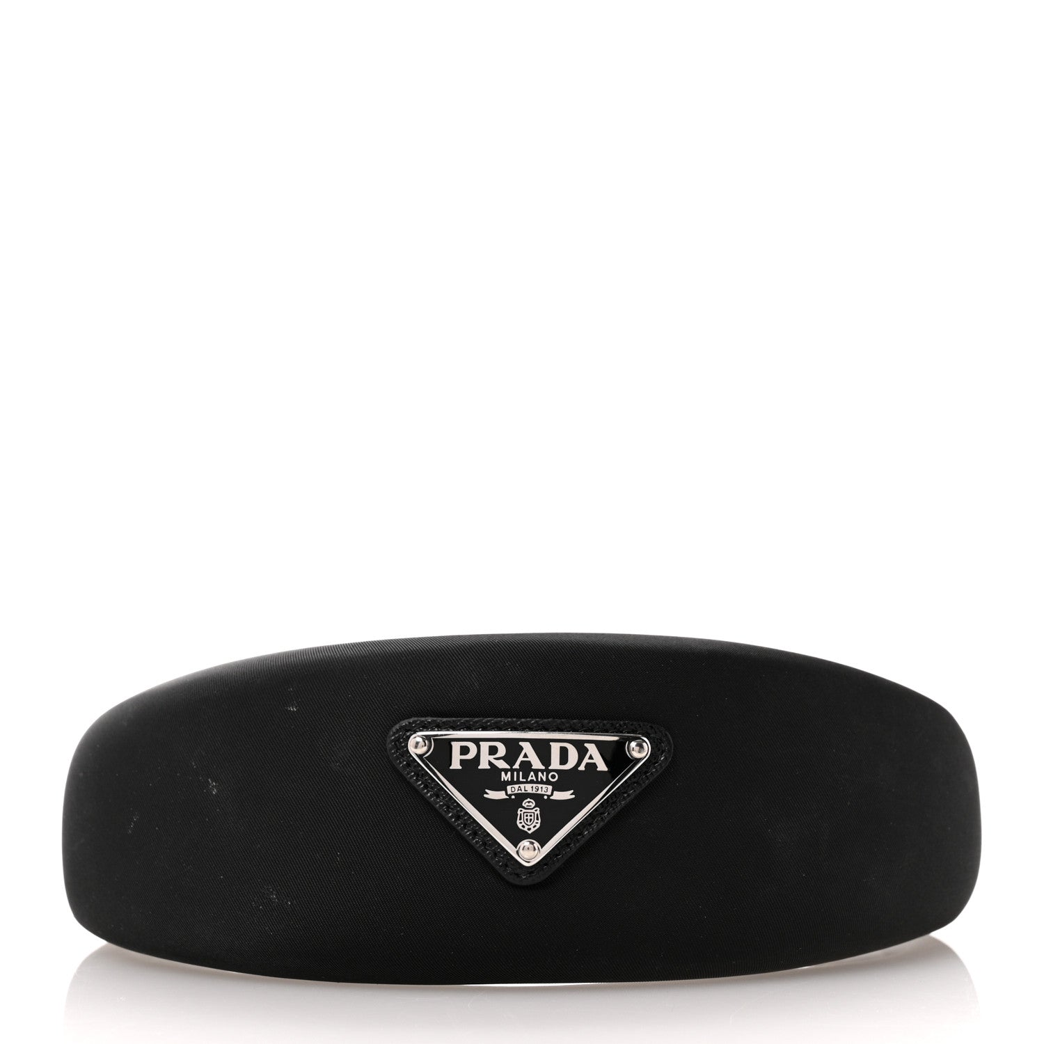 Prada Re-Nylon Metal Triangle Logo Headband Black 3 of 8