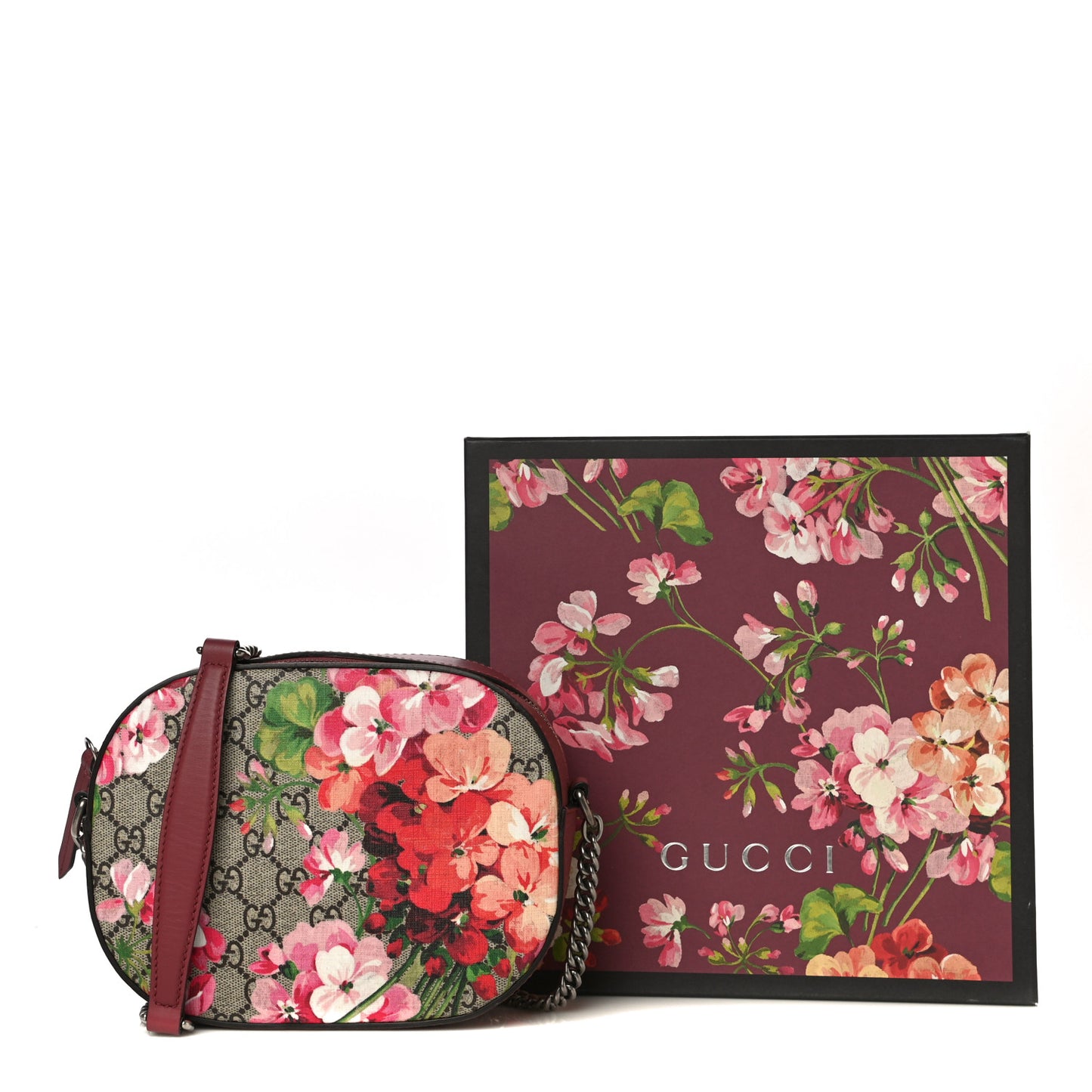 GG Supreme Monogram Blooms Mini Chain Shoulder Bag Beige Multicolor Dry Rose