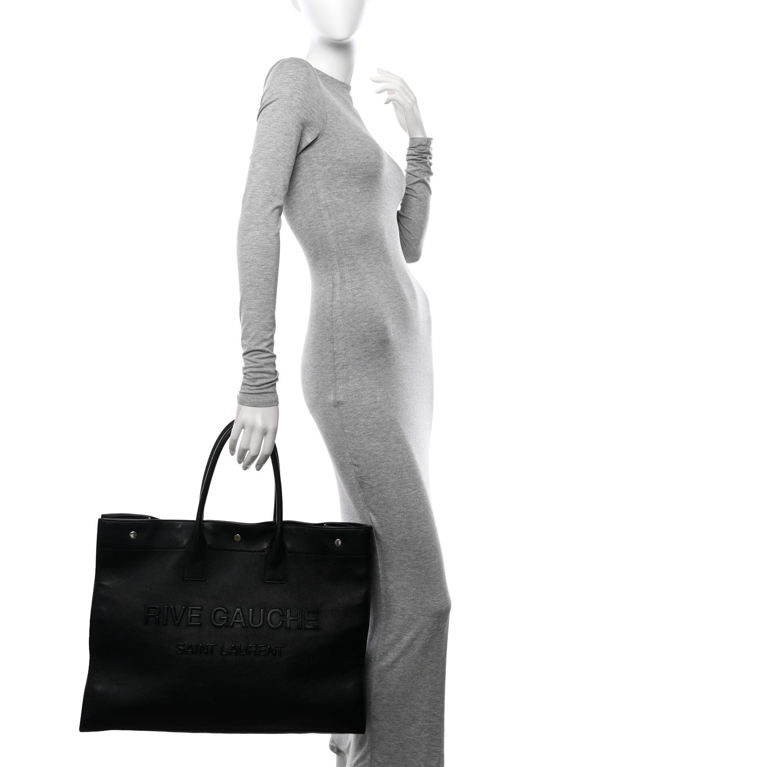 Saint Laurent Vitello Large Rive Gauche Tote Black 2 of 10