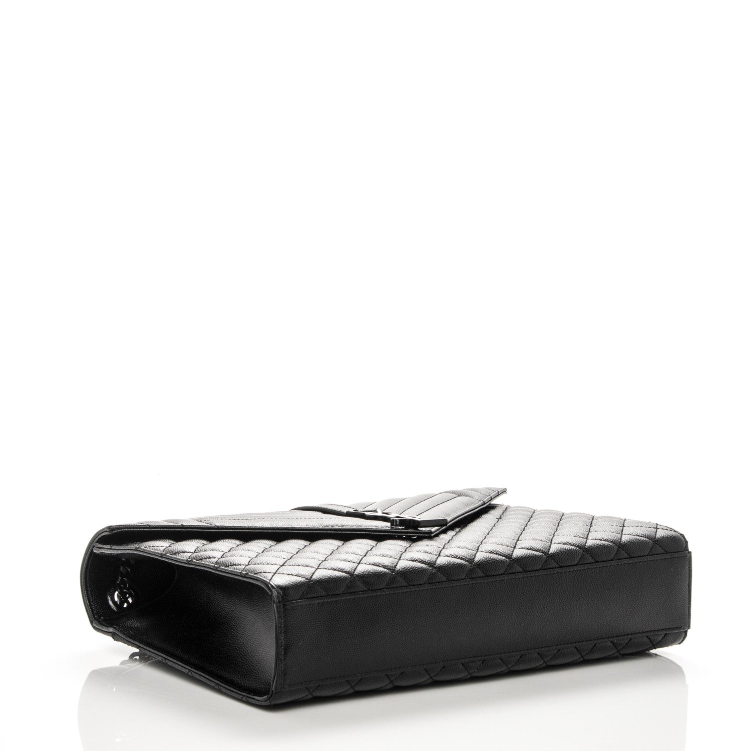Saint Laurent Grain De Poudre Textured Mixed Matelasse Large Triquilt Monogram Monochrome Satchel Black 4 of 9
