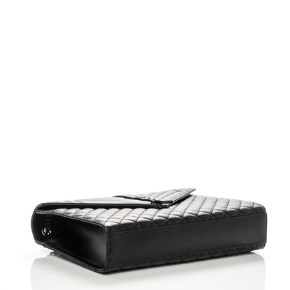 Saint Laurent Grain De Poudre Textured Mixed Matelasse Large Triquilt Monogram Monochrome Satchel Black 4 of 9