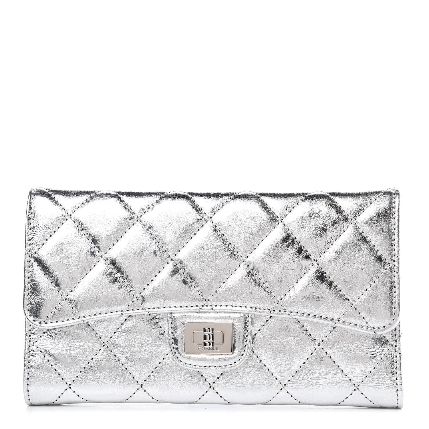 Chanel Metallic Aged Calfskin Quilted Reissue Long Flap Wallet Light Silver 1 of 8