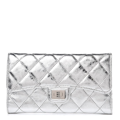 Chanel Metallic Aged Calfskin Quilted Reissue Long Flap Wallet Light Silver 1 of 8