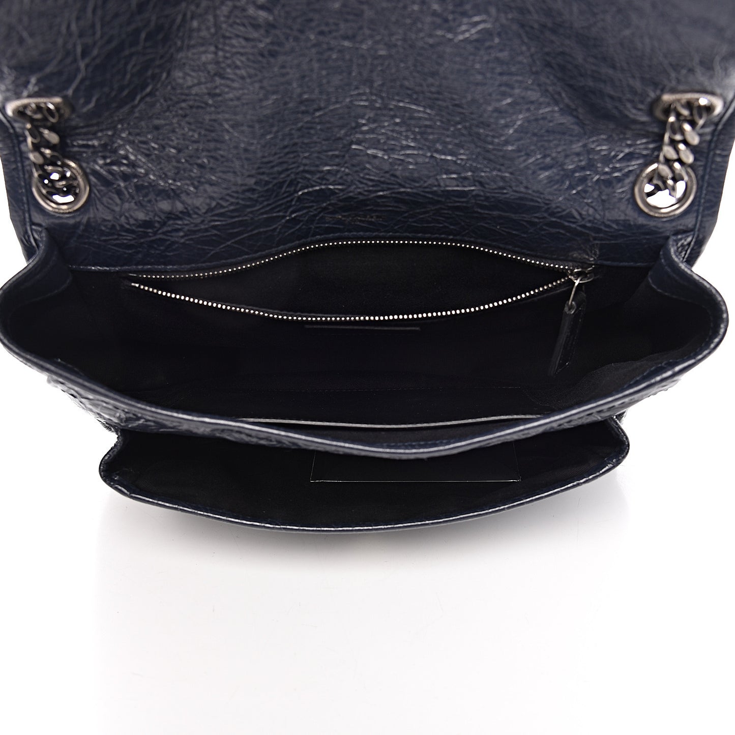 Crinkled Calfskin Matelasse Monogram Medium Niki Chain Satchel Deep Marine