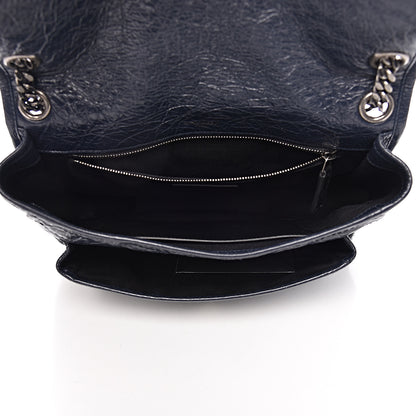 Saint Laurent Crinkled Calfskin Matelasse Monogram Medium Niki Chain Satchel Deep Marine 5 of 10