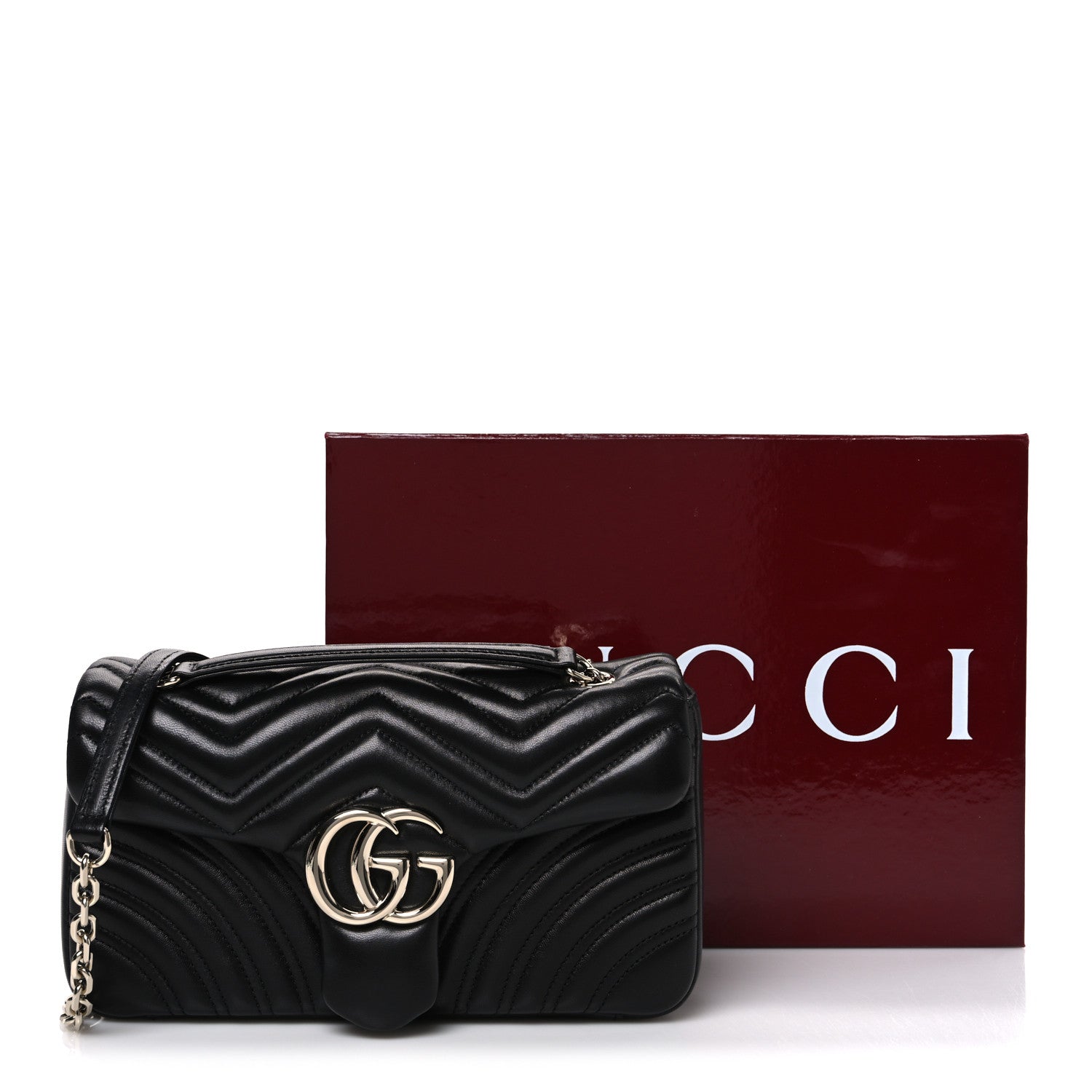 Gucci Lambskin Matelasse Medium GG Marmont Shoulder Bag Black 10 of 10